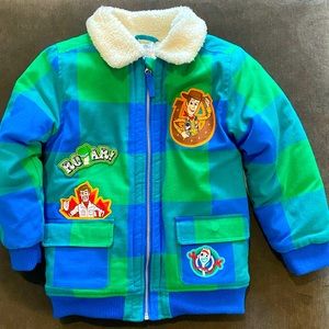 Disney Toy Story kids plaid winter jacket size 5/6 NWT